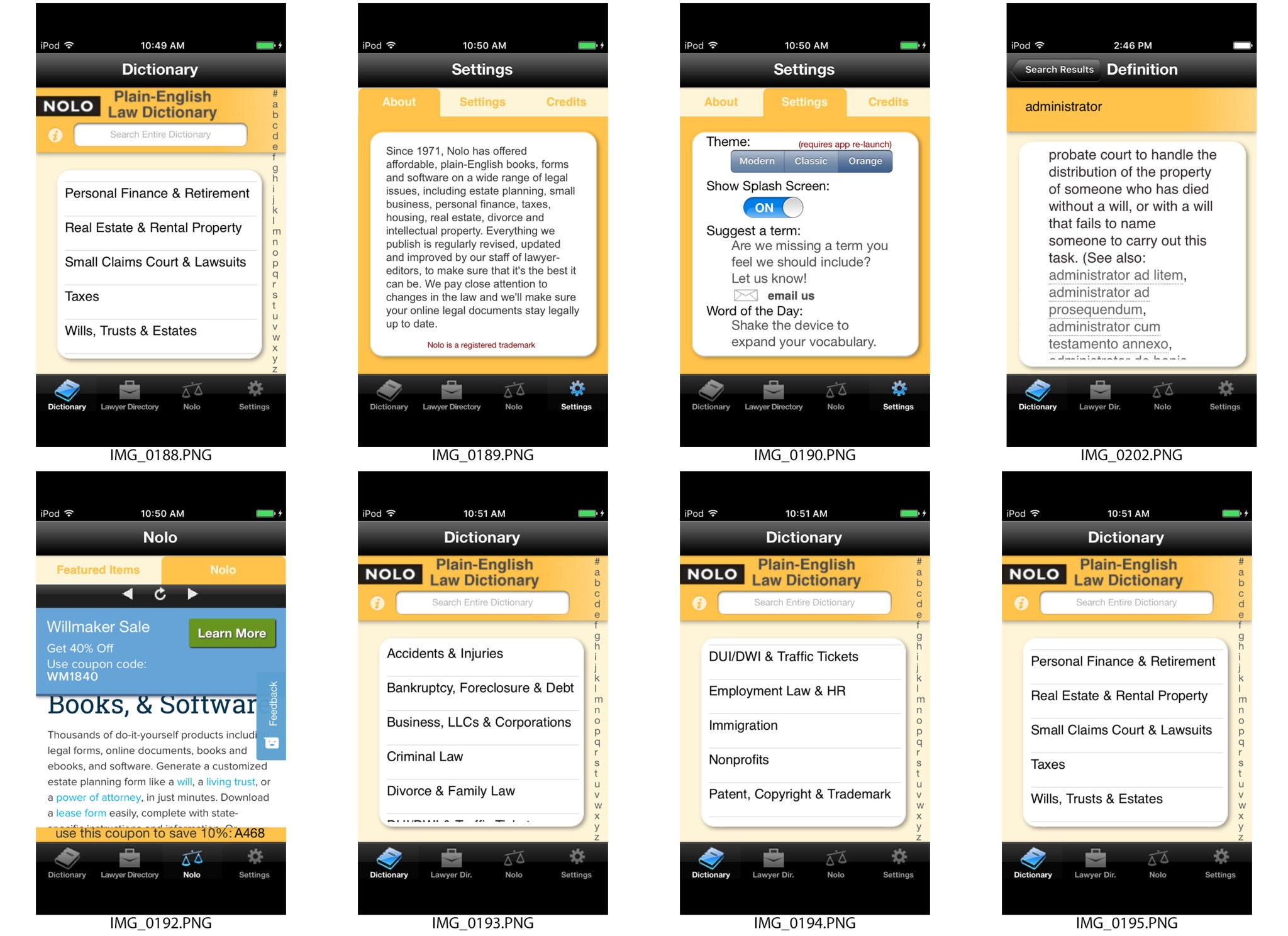Legacy designs, Nolo Dictionary