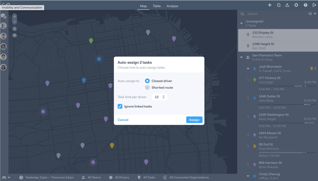 Onfleet dashboard